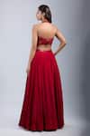 Samyukta Singhania_Red Chinon Sequins, Beads Halter Neck Embellished Cutwork Gown _Online_at_Aza_Fashions