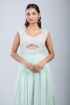 Buy_Samyukta Singhania_Green Chinon Sequins, Embroidery Scoop Neck Embellished Cutwork Jumpsuit _Online_at_Aza_Fashions