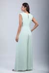 Shop_Samyukta Singhania_Green Chinon Sequins, Embroidery Scoop Neck Embellished Cutwork Jumpsuit _at_Aza_Fashions