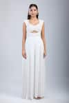 Buy_Samyukta Singhania_White Chinon Sequins, Embroidery Scoop Neck Embellished Cutwork Jumpsuit _Online_at_Aza_Fashions