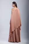 Shop_Samyukta Singhania_Brown Crepe Embroidery, Sequins Asymmetric Embellished Tunic With Sharara _at_Aza_Fashions