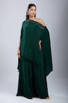 Buy_Samyukta Singhania_Green Crepe Embroidery Asymmetric Embellished Tunic With Sharara _at_Aza_Fashions