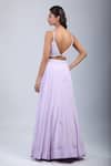 Shop_Samyukta Singhania_Purple Chinon Sequins Asymmetric Floral Embellished Blouse And Skirt Set _at_Aza_Fashions
