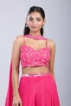 Shop_Samyukta Singhania_Pink Chinon Sequins, Embroidery Round Neck Floral Embellished Blouse Palazzo Set _Online_at_Aza_Fashions