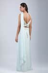Shop_Samyukta Singhania_Green Chinon Sequins, Embroidery, Tassels Embellished Blouse With Draped Skirt _at_Aza_Fashions