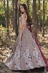 Shop_Panihari_Magenta Silk, Net Cut Work, Sequins, Embroidery V-neck Raw Bridal Lehenga Set _at_Aza_Fashions