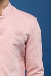 Arihant Rai Sinha_Pink Silk, Polyester, Viscose Sequins, Embroidery Leaf Sherwani Set _Online_at_Aza_Fashions