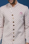 Arihant Rai Sinha_Pink Jacquard, Polyester, Viscose Embroidery, Sequins Leaf Woven Sherwani Set _at_Aza_Fashions