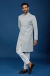 Buy Arihant Rai Sinha Gray Jacquard, Polyester, Viscose Embroidery, Sequins Leaf Woven Sherwani Set at Aza Fashions Buy_Arihant Rai Sinha_Gray Jacquard, Polyester, Viscose Embroidery, Sequins Leaf Woven Sherwani Set _at_Aza_Fashions