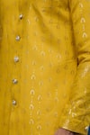 Shop_Arihant Rai Sinha_Yellow Silk, Polyester, Viscose Embroidery, Sequins Threadwork Sherwani Set _Online_at_Aza_Fashions