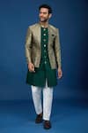 Buy Arihant Rai Sinha Green Silk, Polyester, Viscose Embroidery Mughal Woven Sherwani Set Online at Aza Fashions Buy_Arihant Rai Sinha_Green Silk, Polyester, Viscose Embroidery Mughal Woven Sherwani Set _Online_at_Aza_Fashions