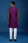 Shop_Arihant Rai Sinha_Purple Silk, Polyester, Viscose Embroidery Floral Woven Sherwani Set _at_Aza_Fashions