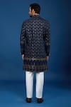 Shop_Arihant Rai Sinha_Blue Silk, Polyester, Viscose Embroidery, Sequins Linear Sherwani Set _at_Aza_Fashions