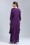 Samyukta Singhania_Purple Satin Tassels, Embroidery Round Neck Tunic And Skirt Set _Online_at_Aza_Fashions
