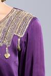 Buy_Samyukta Singhania_Purple Satin Tassels, Embroidery Round Neck Tunic And Skirt Set 