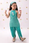 Buy_Lil Drama_Green Rayon Embroidery, Foil Printing, Lace Khilkhilahat Kurta And Dhoti Pant Set _at_Aza_Fashions