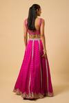 Shop_Monk & Mei By Sonia Anand_Pink Silk, Organza Sequins, Beads, Tassels Square Sona Embroidered Lehenga Set _at_Aza_Fashions