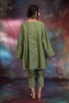 Shop_Kacha Tanka_Olive Green Chanderi Embroidery V-neck Rooh A-line Kurta Set _at_Aza_Fashions