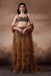 Buy_Falsa_Brown Tulle, Organza Embroidery Sweetheart Neck Lehenga Set _at_Aza_Fashions