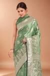 Shop_Samyukta Singhania_Green Zari High Neck Woven Banarasi Silk Saree With Blouse _Online_at_Aza_Fashions