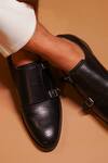 Shop Dmodot Black Brogue Double Monk Shoes at Aza Fashions Shop_Dmodot_Black Brogue Double Monk Shoes _at_Aza_Fashions