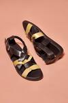 Shop Dmodot Black Cut Work Pelle Nero Verdo Leather Sandals at Aza Fashions Shop_Dmodot_Black Cut Work Pelle Nero Verdo Leather Sandals _at_Aza_Fashions