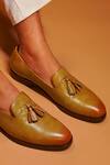 Shop Dmodot Green Hand Painted Tassel Loafer at Aza Fashions Shop_Dmodot_Green Hand Painted Tassel Loafer _at_Aza_Fashions