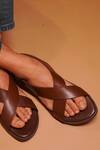 Dmodot_Brown Pelle Tannino Leather Sandals _Online_at_Aza_Fashions
