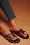 Buy_Dmodot_Brown Cross Strap Sandals_at_Aza_Fashions