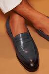 Shop Dmodot Blue Penny Loafer Shoes at Aza Fashions Shop_Dmodot_Blue Penny Loafer Shoes _at_Aza_Fashions