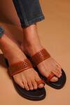 Buy_Dmodot_Black Leather Woven Sandals _at_Aza_Fashions