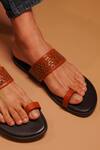 Dmodot_Black Leather Woven Sandals _Online_at_Aza_Fashions