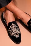 Shop_Dmodot_Black Zari Zardosi Work Loafers _at_Aza_Fashions