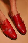 Shop Dmodot Red Double Monk Shoes at Aza Fashions Shop_Dmodot_Red Double Monk Shoes _at_Aza_Fashions