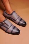 Shop Dmodot Grey Double Monk Shoes at Aza Fashions Shop_Dmodot_Grey Double Monk Shoes _at_Aza_Fashions