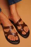 Buy Dmodot Brown Pelle Cherno Multi Strap Sliders at Aza Fashions Buy_Dmodot_Brown Pelle Cherno Multi Strap Sliders _at_Aza_Fashions