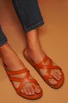 Buy_Dmodot_Brown Leather Strappy Sandals _at_Aza_Fashions