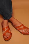 Shop_Dmodot_Brown Leather Strappy Sandals _at_Aza_Fashions