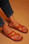 Dmodot_Brown Leather Strappy Sandals _Online_at_Aza_Fashions