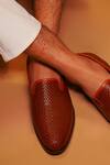 Dmodot_Brown Leather Woven Loafers _Online_at_Aza_Fashions