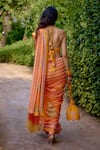 Shop_Nikasha_Orange Georgette Tassels, Embroidery Halter Haseena Printed Saree With Blouse _at_Aza_Fashions