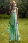 Shop_Nikasha_Blue Silk Embroidery Sweetheart Neck Janeman Floral Print Kurta Set _Online_at_Aza_Fashions