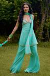 Buy_Nikasha_Blue Silk Embroidery Sweetheart Neck Janeman Floral Print Kurta Set _at_Aza_Fashions