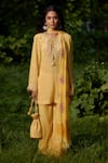 Buy_Nikasha_Yellow Georgette Embroidery Round Neck Dilruba Floral Print Kurta Set _at_Aza_Fashions