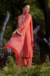 Shop_Nikasha_Coral Georgette Sequins, Embroidery, Tassels Dilruba Flower Print Kurta Set _at_Aza_Fashions