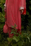 Nikasha_Coral Georgette Sequins, Embroidery, Tassels Dilruba Flower Print Kurta Set _Online_at_Aza_Fashions