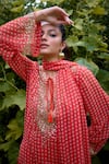Buy_Nikasha_Coral Georgette Sequins, Embroidery, Tassels Dilruba Flower Print Kurta Set _Online_at_Aza_Fashions