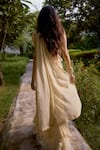 Shop_Nikasha_Cream Georgette Haseena Floral Print Pre-draped Lehenga Saree With Blouse _at_Aza_Fashions