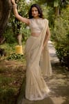 Buy_Nikasha_Cream Georgette Haseena Floral Print Pre-draped Lehenga Saree With Blouse _at_Aza_Fashions