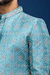 Arihant Rai Sinha_Cobalt Silk, Polyester Embroidery, Sequins Sherwani Set _Online_at_Aza_Fashions
